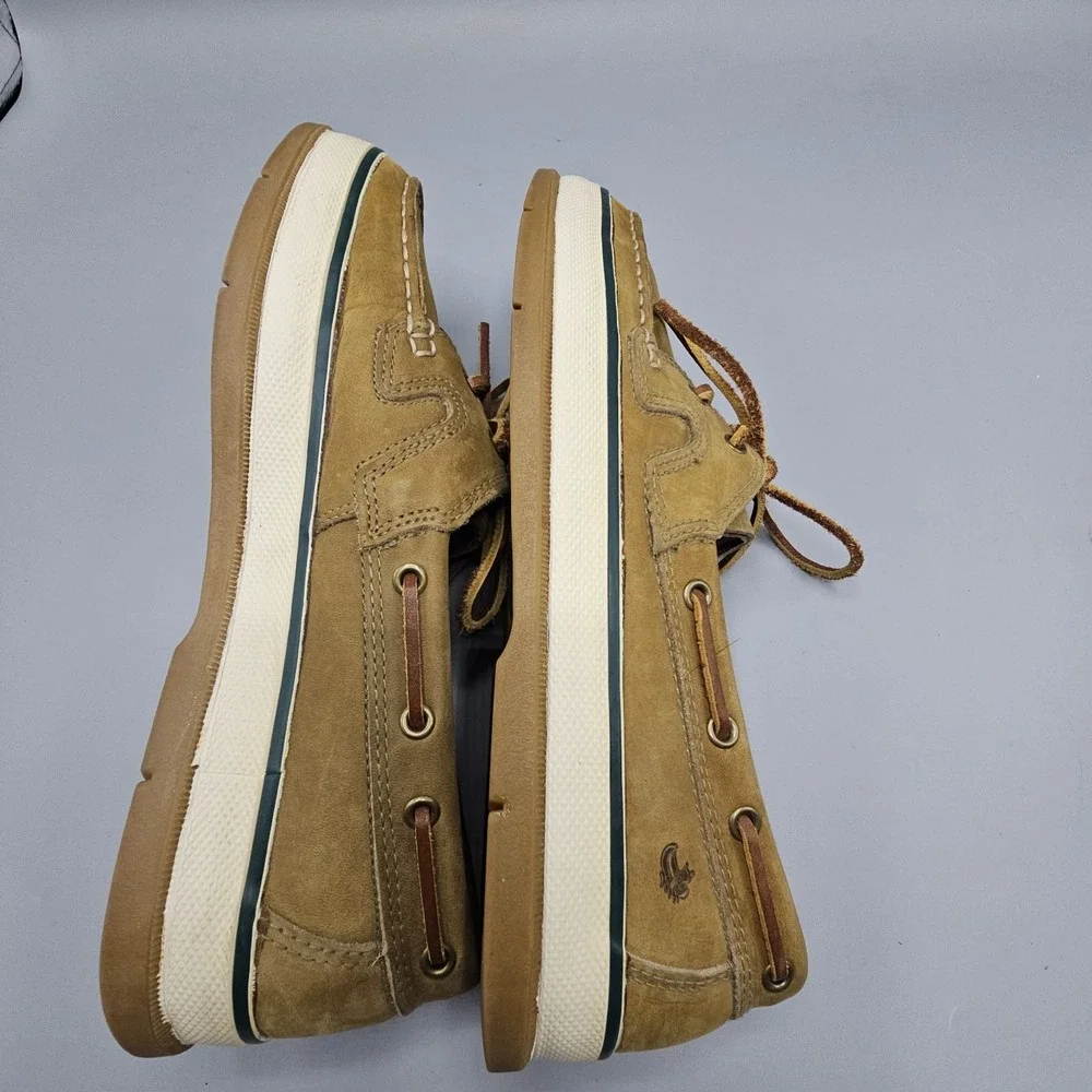 GH Bass Leather Lace Up 2 Eye Boat Shoes Casual Beige Moc Toe Preppy Men's 9 M